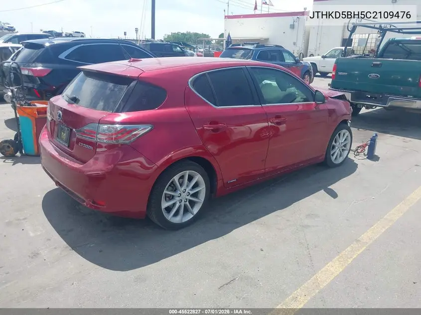 2012 Lexus Ct 200H Premium VIN: JTHKD5BH5C2109476 Lot: 45522827
