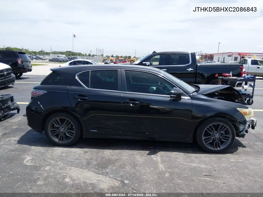 2012 Lexus Ct 200H Premium VIN: JTHKD5BHXC2086843 Lot: 45613354