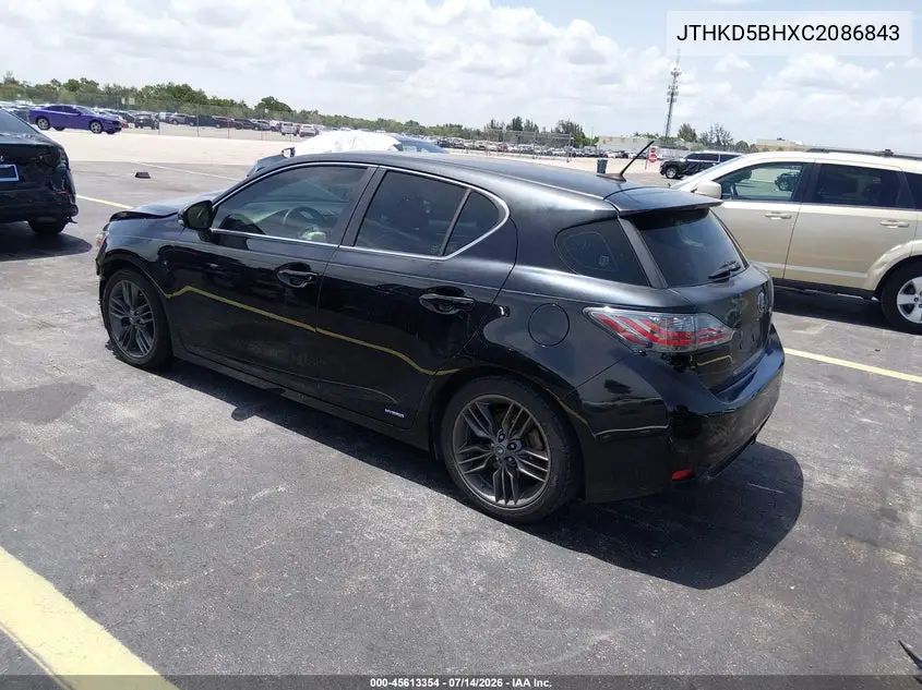 2012 Lexus Ct 200H Premium VIN: JTHKD5BHXC2086843 Lot: 45613354
