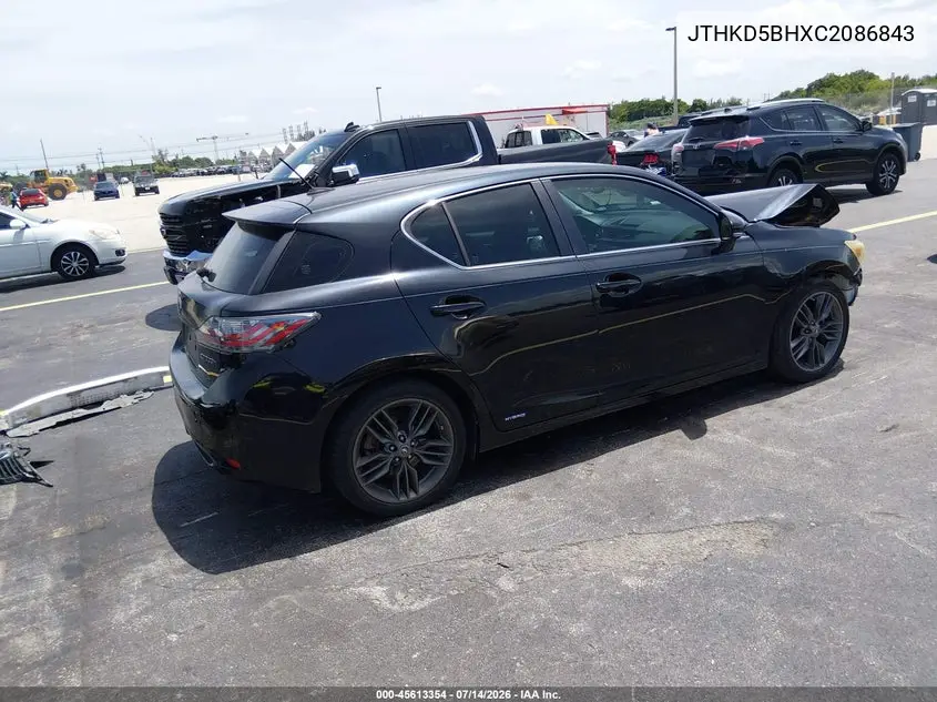2012 Lexus Ct 200H Premium VIN: JTHKD5BHXC2086843 Lot: 45613354