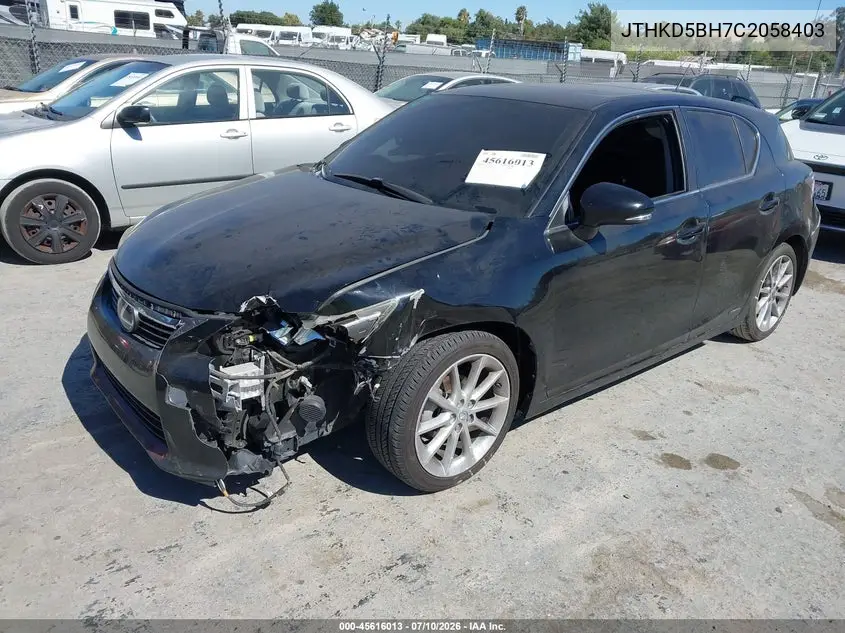 2012 Lexus Ct 200H Premium VIN: JTHKD5BH7C2058403 Lot: 45616013
