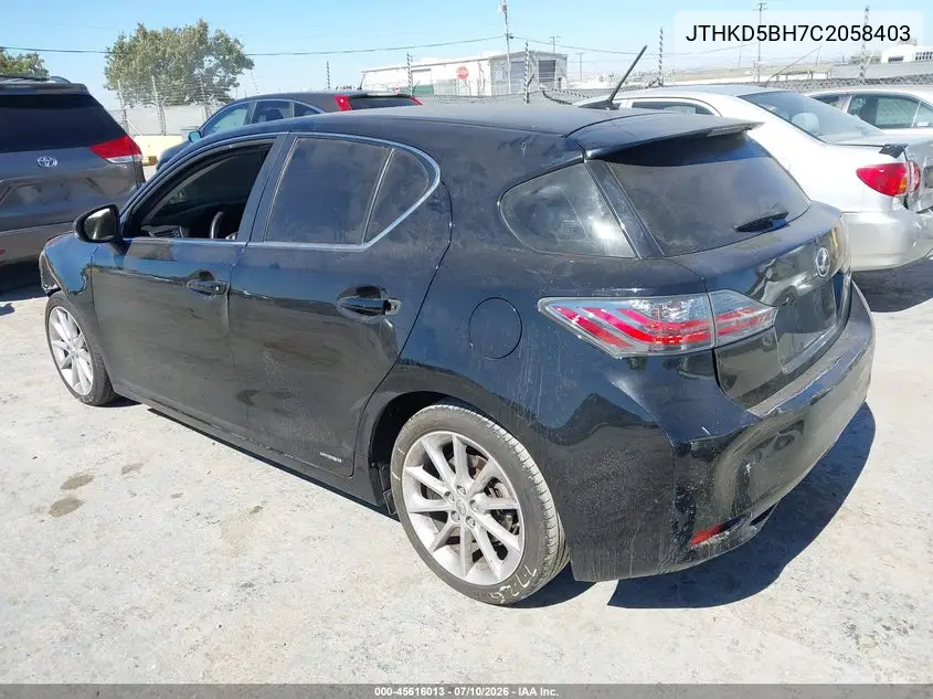 2012 Lexus Ct 200H Premium VIN: JTHKD5BH7C2058403 Lot: 45616013