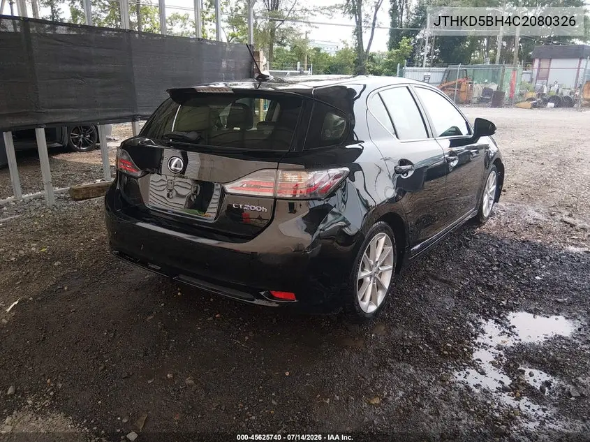 2012 Lexus Ct 200H Premium VIN: JTHKD5BH4C2080326 Lot: 45625740