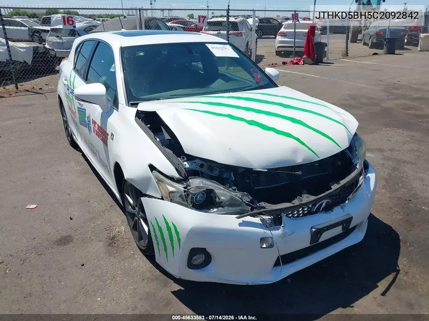 2012 Lexus Ct 200H Premium VIN: JTHKD5BH5C2092842 Lot: 45633583
