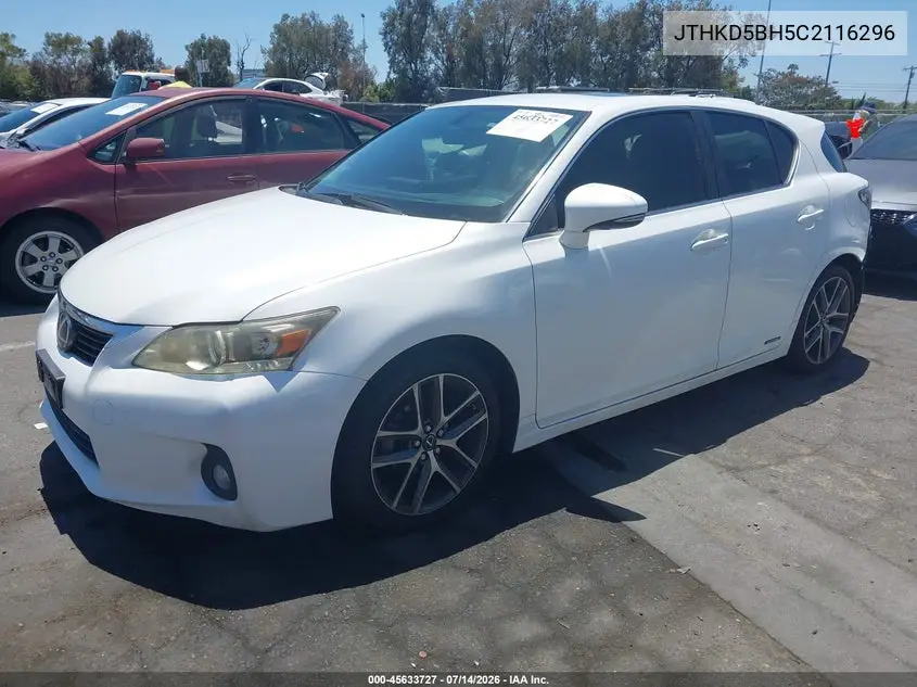 2012 Lexus Ct 200H Premium VIN: JTHKD5BH5C2116296 Lot: 45633727