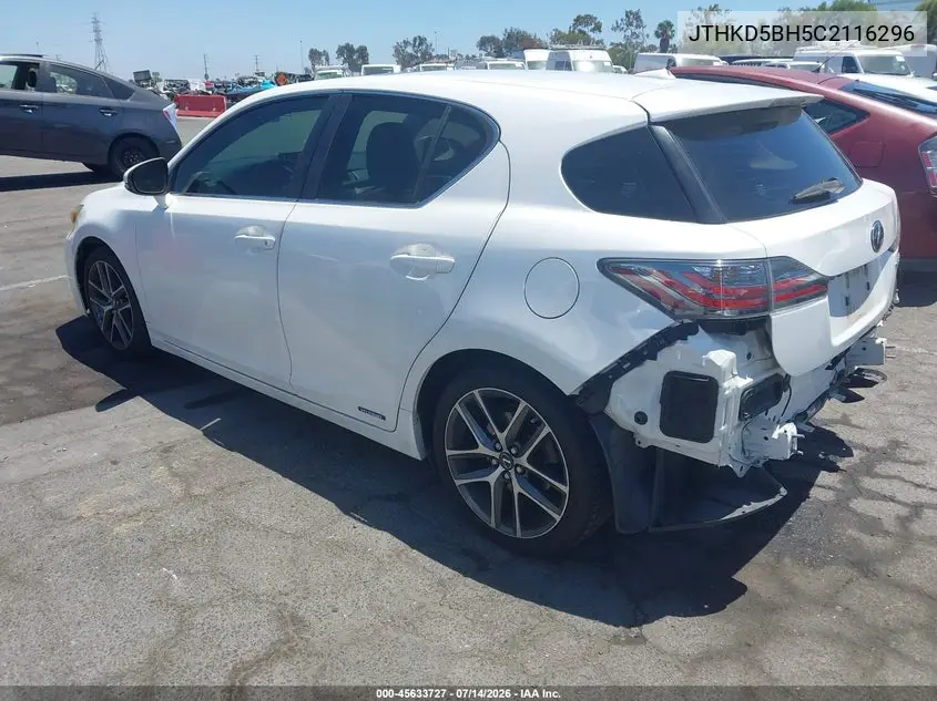 2012 Lexus Ct 200H Premium VIN: JTHKD5BH5C2116296 Lot: 45633727