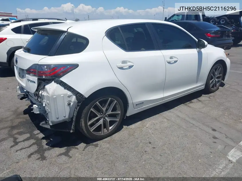 2012 Lexus Ct 200H Premium VIN: JTHKD5BH5C2116296 Lot: 45633727