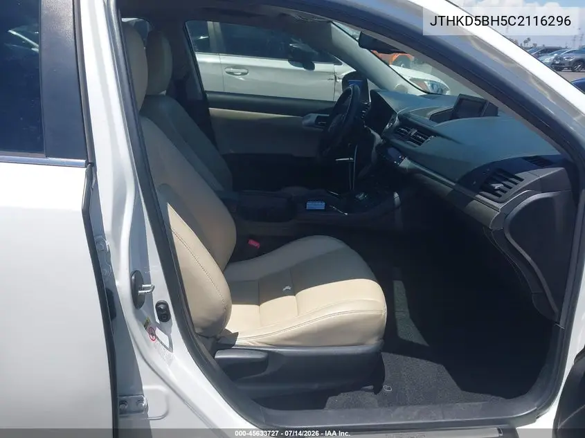 2012 Lexus Ct 200H Premium VIN: JTHKD5BH5C2116296 Lot: 45633727