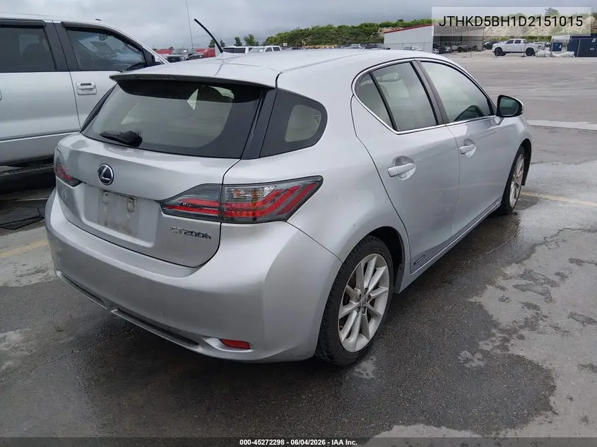 2013 Lexus Ct 200H VIN: JTHKD5BH1D2151015 Lot: 45272298