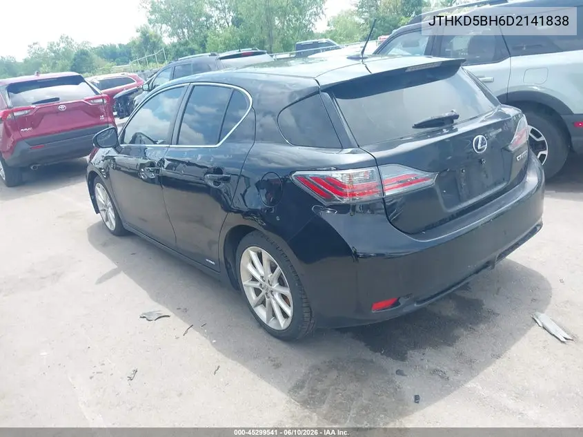 2013 Lexus Ct 200H VIN: JTHKD5BH6D2141838 Lot: 45299541