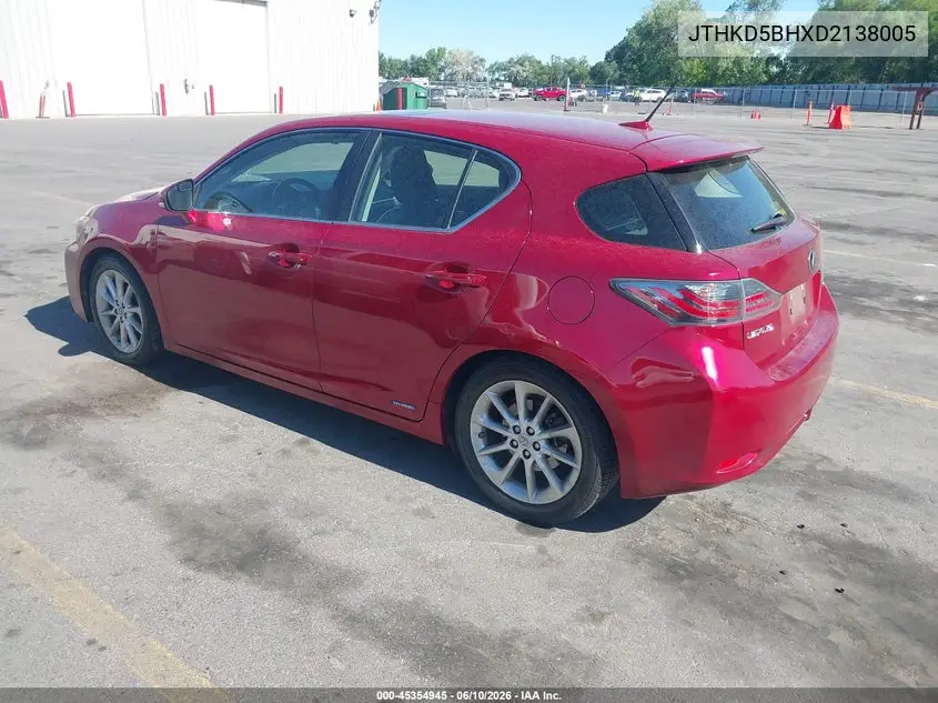2013 Lexus Ct 200H VIN: JTHKD5BHXD2138005 Lot: 45354945