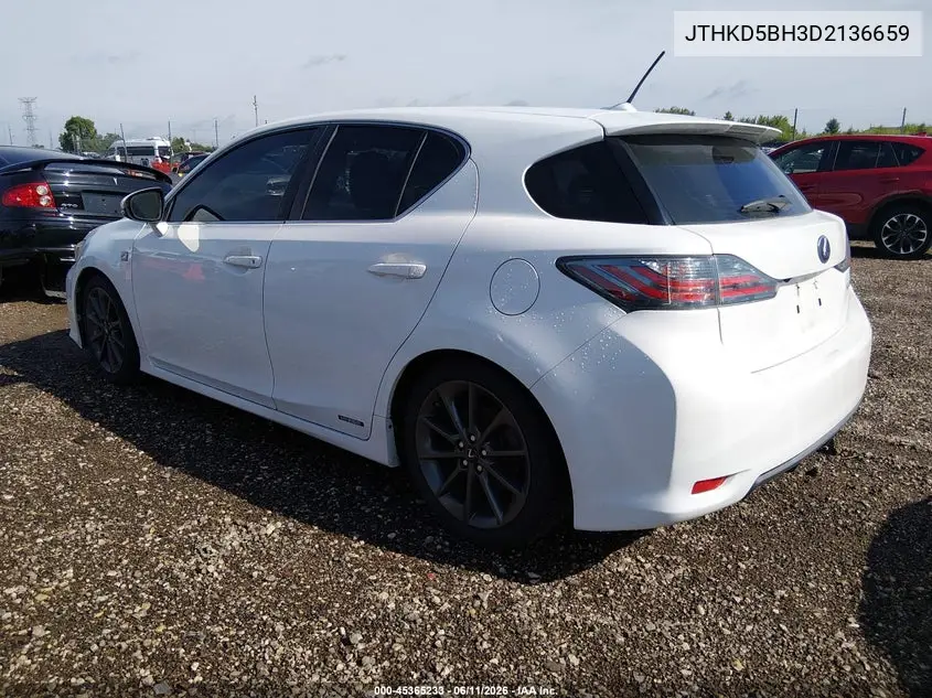 2013 Lexus Ct 200H VIN: JTHKD5BH3D2136659 Lot: 45365233