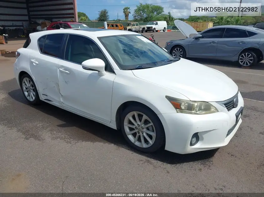 2013 Lexus Ct 200H VIN: JTHKD5BH6D2122982 Lot: 45366231