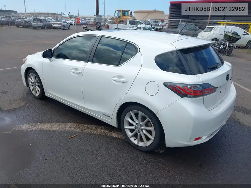 2013 Lexus Ct 200H VIN: JTHKD5BH6D2122982 Lot: 45366231