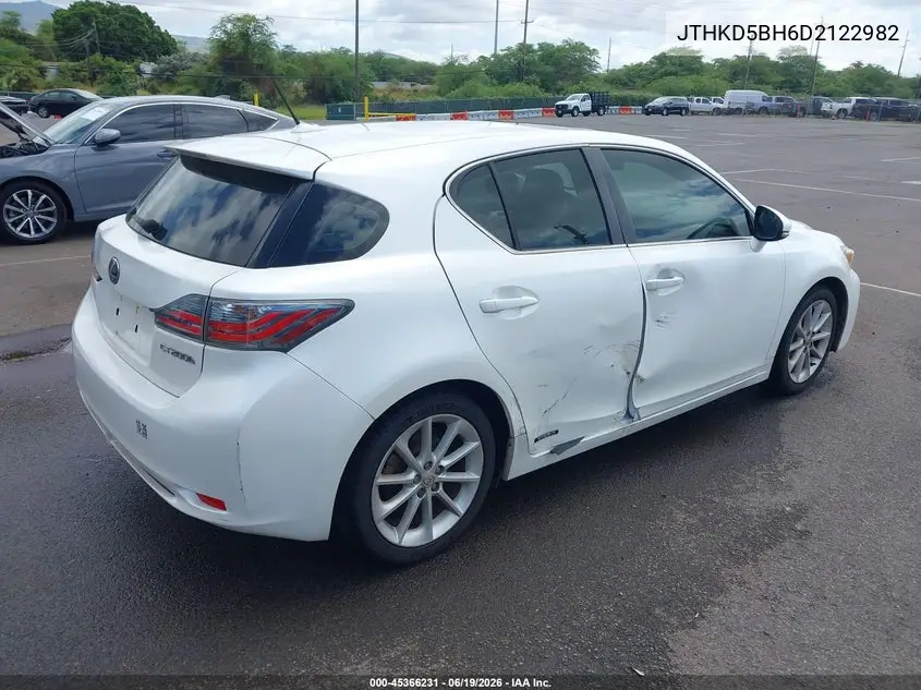 2013 Lexus Ct 200H VIN: JTHKD5BH6D2122982 Lot: 45366231