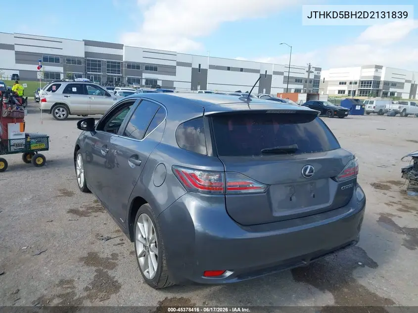 2013 Lexus Ct 200H VIN: JTHKD5BH2D2131839 Lot: 45378416