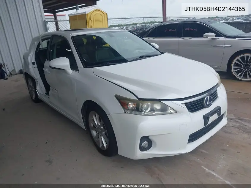 2013 Lexus Ct 200H VIN: JTHKD5BH4D2144365 Lot: 45387645