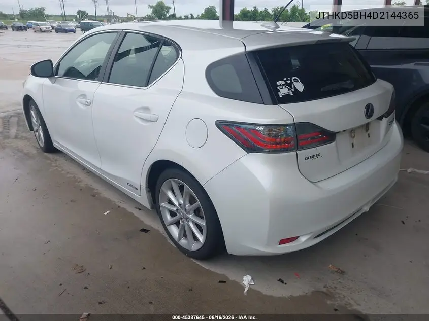 2013 Lexus Ct 200H VIN: JTHKD5BH4D2144365 Lot: 45387645