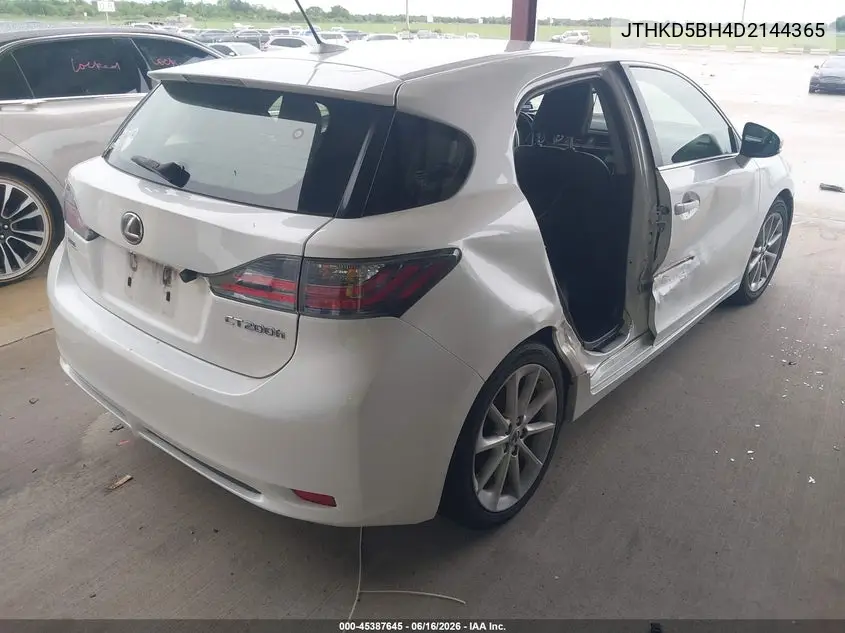 2013 Lexus Ct 200H VIN: JTHKD5BH4D2144365 Lot: 45387645