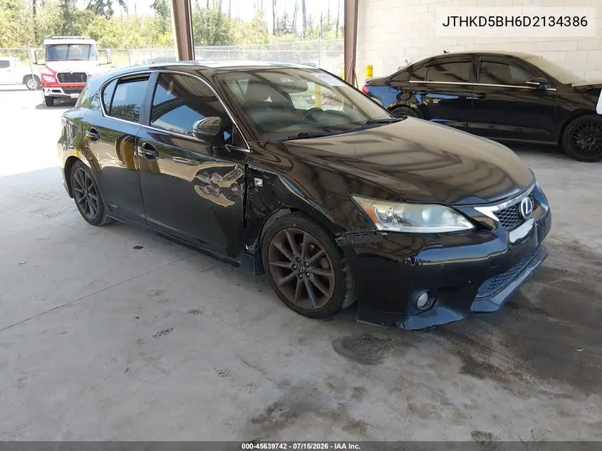 2013 Lexus Ct 200H VIN: JTHKD5BH6D2134386 Lot: 45639742