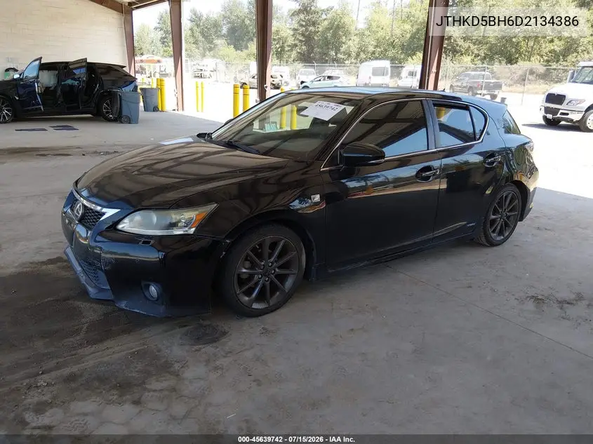 2013 Lexus Ct 200H VIN: JTHKD5BH6D2134386 Lot: 45639742