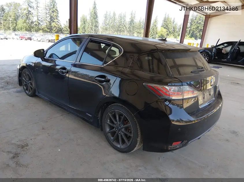 2013 Lexus Ct 200H VIN: JTHKD5BH6D2134386 Lot: 45639742