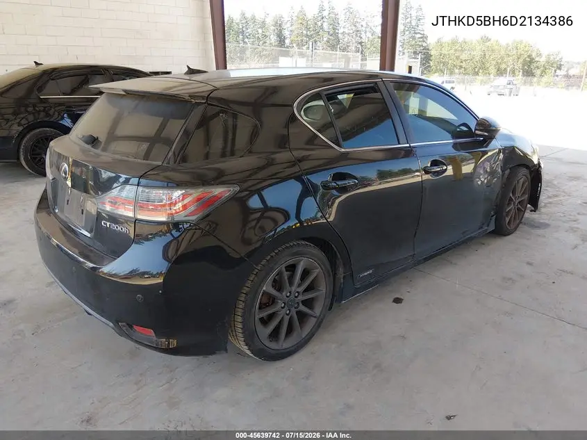 2013 Lexus Ct 200H VIN: JTHKD5BH6D2134386 Lot: 45639742