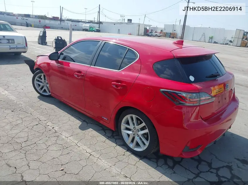 2014 Lexus Ct 200H VIN: JTHKD5BH2E2206914 Lot: 45523693