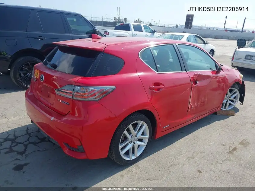 2014 Lexus Ct 200H VIN: JTHKD5BH2E2206914 Lot: 45523693