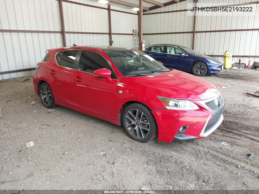 2014 Lexus Ct 200H VIN: JTHKD5BH5E2193222 Lot: 45578401