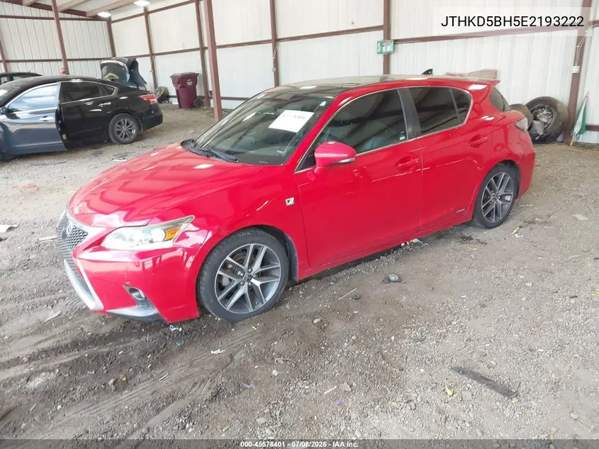 2014 Lexus Ct 200H VIN: JTHKD5BH5E2193222 Lot: 45578401