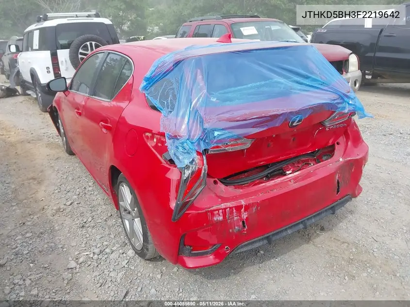 2015 Lexus Ct 200H VIN: JTHKD5BH3F2219642 Lot: 45085690