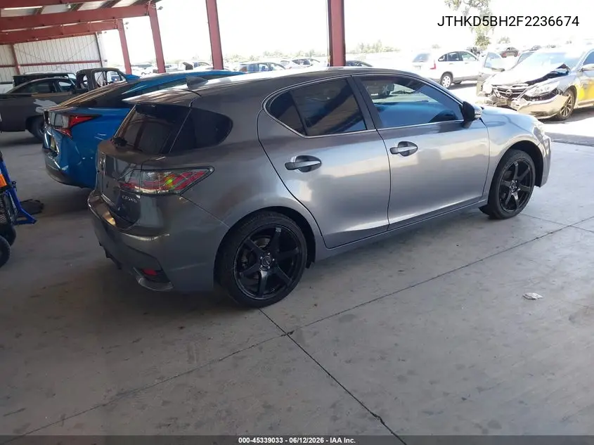 2015 Lexus Ct 200H VIN: JTHKD5BH2F2236674 Lot: 45339033