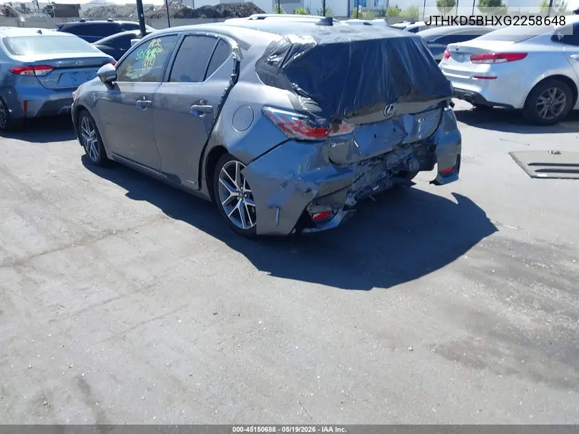2016 Lexus Ct 200H VIN: JTHKD5BHXG2258648 Lot: 45150688