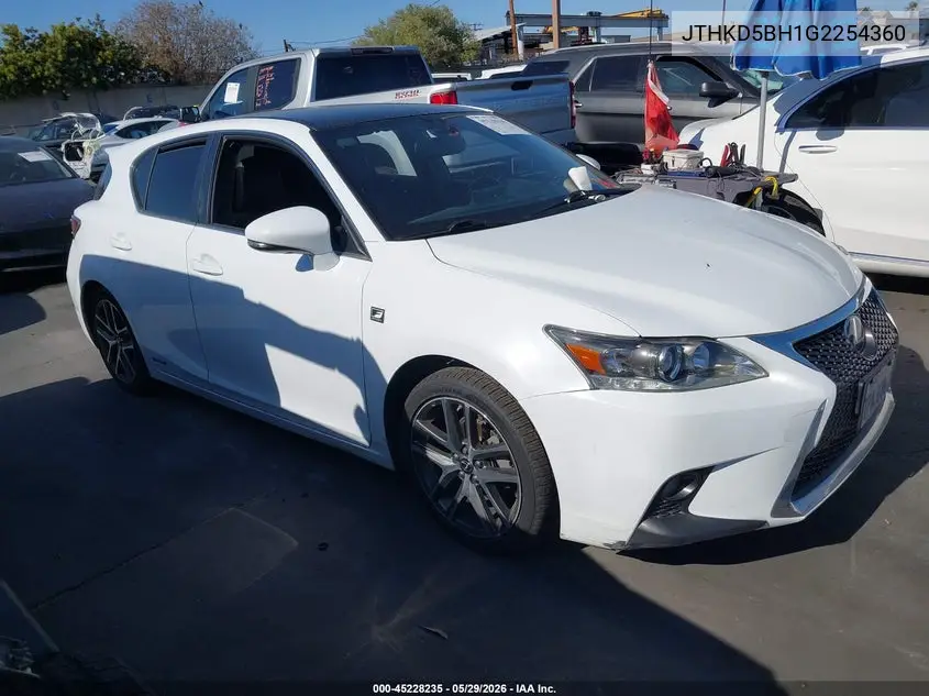 2016 Lexus Ct 200H VIN: JTHKD5BH1G2254360 Lot: 45228235