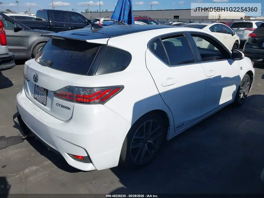 2016 Lexus Ct 200H VIN: JTHKD5BH1G2254360 Lot: 45228235