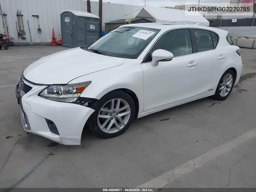 2016 Lexus Ct 200H VIN: JTHKD5BH3G2270785 Lot: 45509877