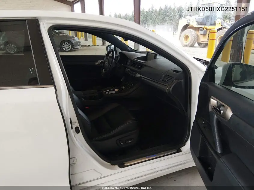 2016 Lexus Ct 200H VIN: JTHKD5BHXG2251151 Lot: 45527507