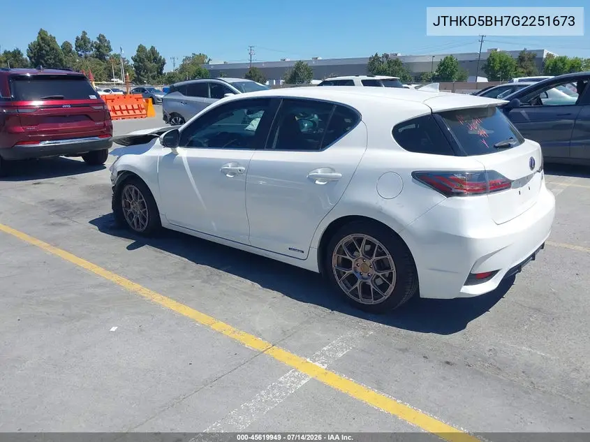 2016 Lexus Ct 200H VIN: JTHKD5BH7G2251673 Lot: 45619949