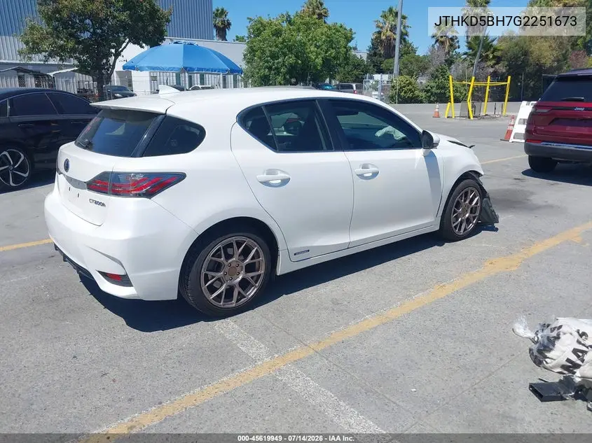 2016 Lexus Ct 200H VIN: JTHKD5BH7G2251673 Lot: 45619949