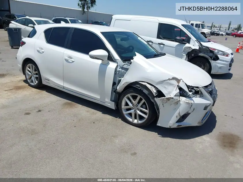 2017 Lexus Ct 200H VIN: JTHKD5BH0H2288064 Lot: 45302135