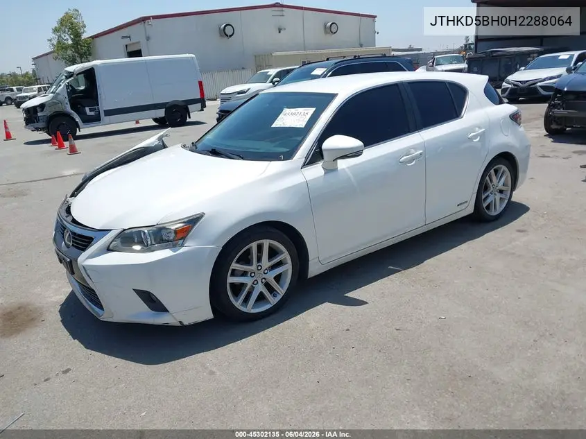 2017 Lexus Ct 200H VIN: JTHKD5BH0H2288064 Lot: 45302135
