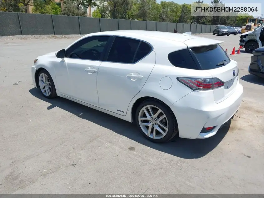 2017 Lexus Ct 200H VIN: JTHKD5BH0H2288064 Lot: 45302135