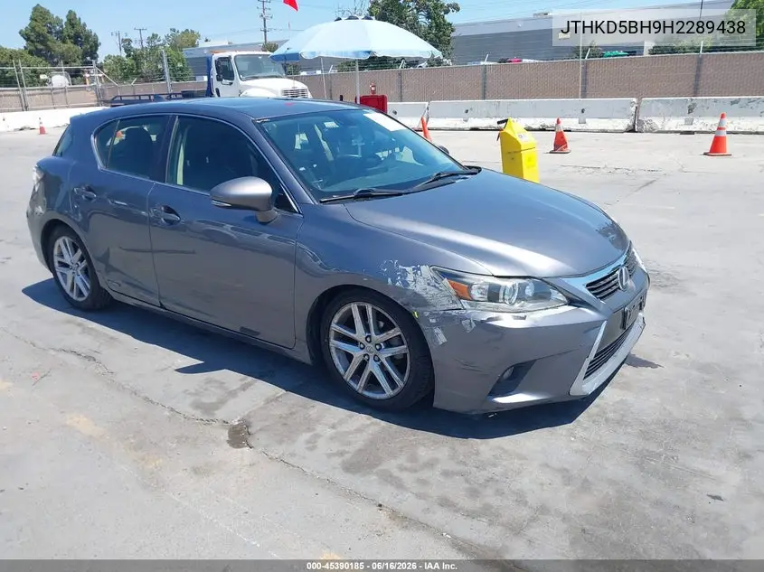 2017 Lexus Ct 200H VIN: JTHKD5BH9H2289438 Lot: 45390185