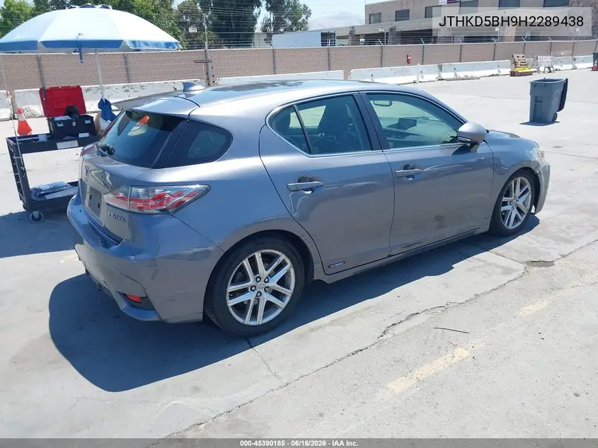 2017 Lexus Ct 200H VIN: JTHKD5BH9H2289438 Lot: 45390185