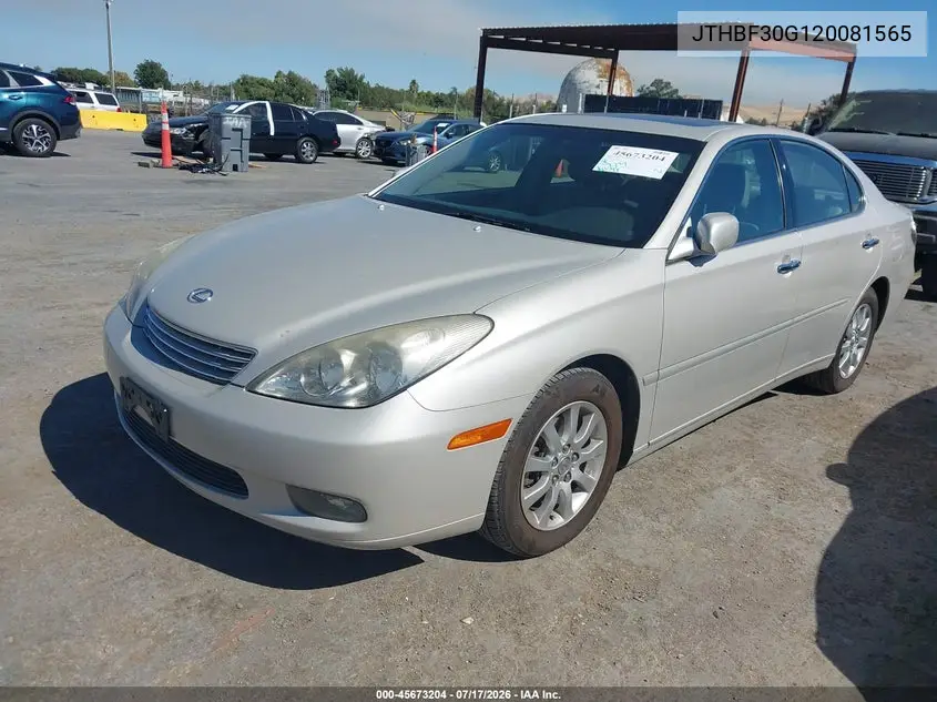2002 Lexus Es 300 VIN: JTHBF30G120081565 Lot: 45673204