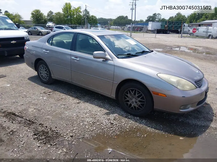 2004 Lexus Es 330 VIN: JTHBA30G745031502 Lot: 45551619