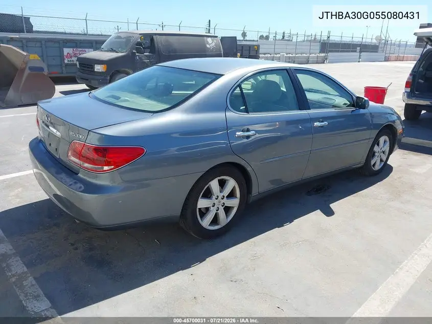 2005 Lexus Es 330 VIN: JTHBA30G055080431 Lot: 45700031