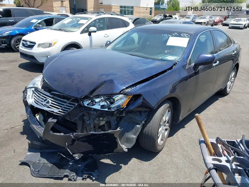 2007 Lexus Es 350 VIN: JTHBJ46G672147552 Lot: 45394661