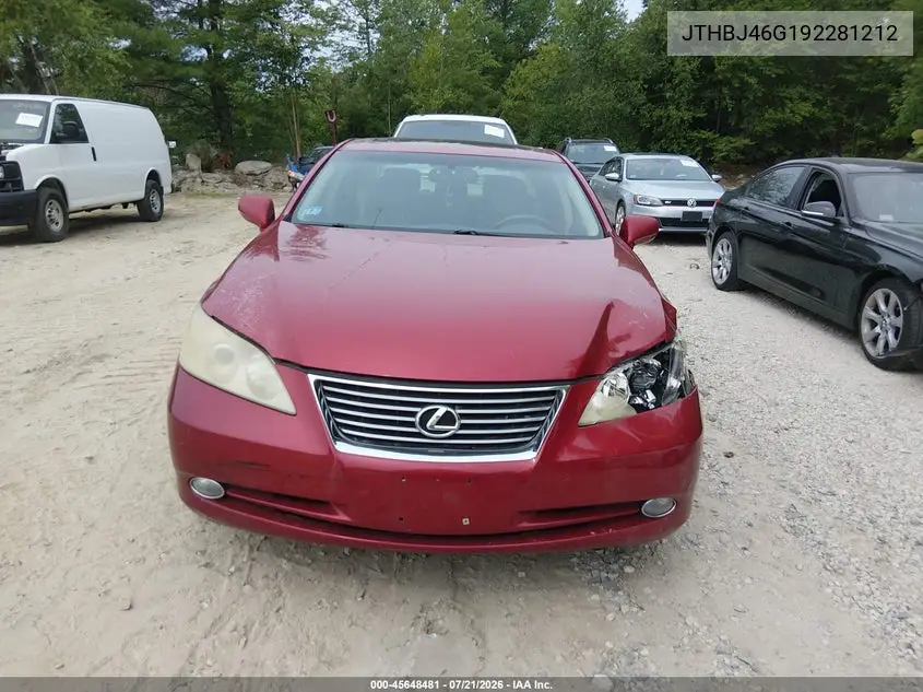 2009 Lexus Es 350 VIN: JTHBJ46G192281212 Lot: 45648481